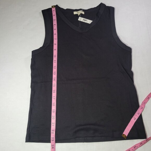 Madewell Black Generative Supima Cotton-Blend Sleeveless V-Neck Tank Top Size L - Picture 4 of 6